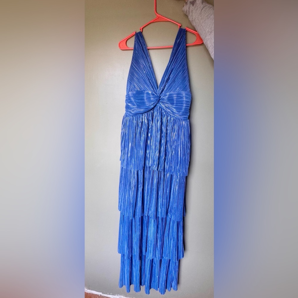 Sabina Musayev Metallic Blue Gown